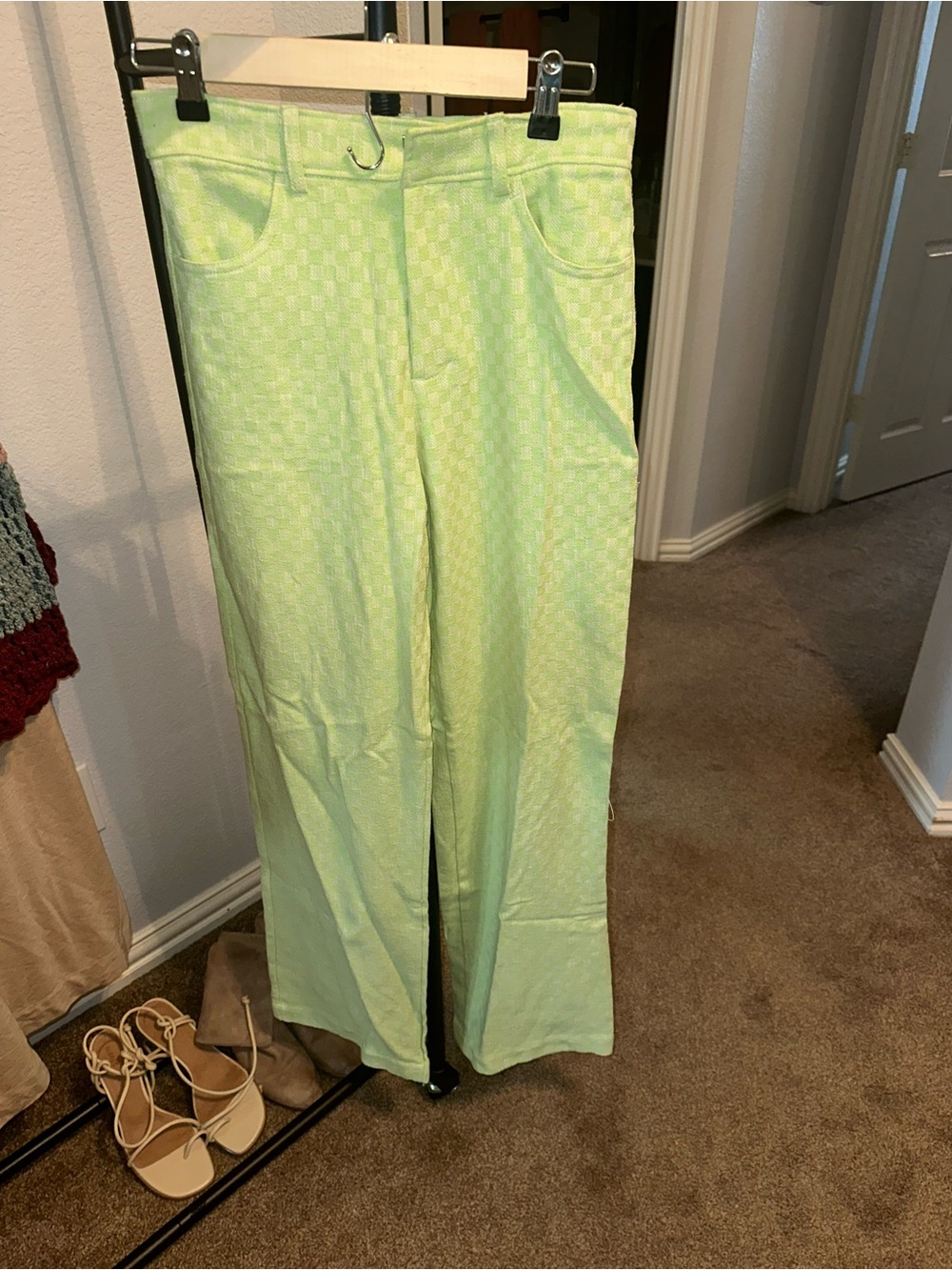 Zara green checkered jeans